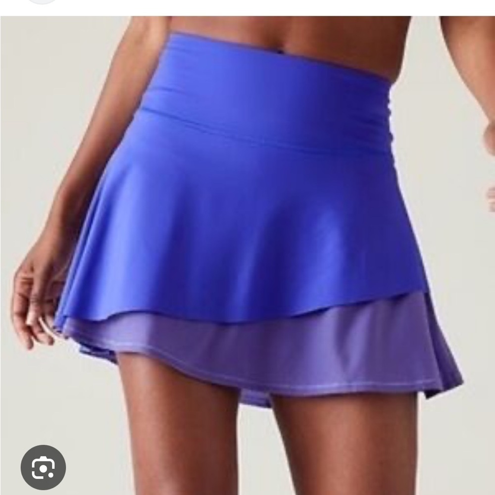 Athleta ACE MESH SKORT tennis golf skirt built in shorts  blue purple 2X New
